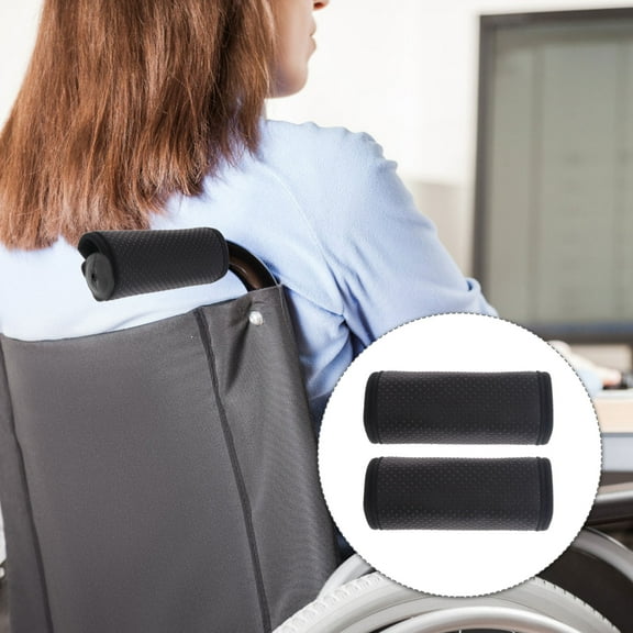 IMIKEYA Home Use Wheelchair Armrest Cushion Black Rubber 1 Pair