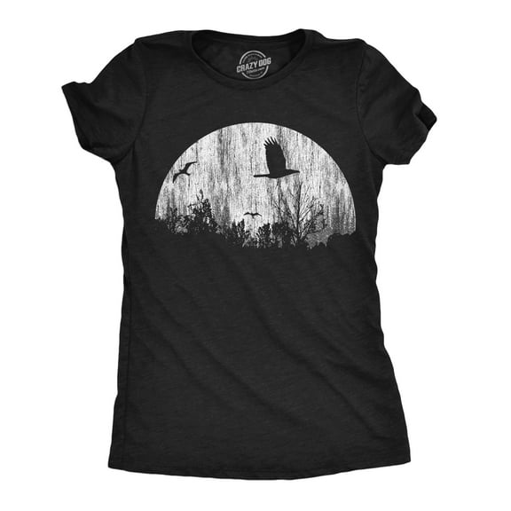 Womens Funny T Shirts Moon Birds Creepy Graphic Tee for Ladies Womens Graphic Tees