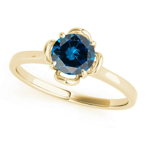 0.35 Ct.Halo Blue Diamond Engagement Wedding Ring For Women -10K Gold