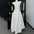 thumbnail image 5 of HAOTAGS Dresses for Women, Casual Polka Dot Waist-Cinching Sleeveless Strap Dress White S, 5 of 8