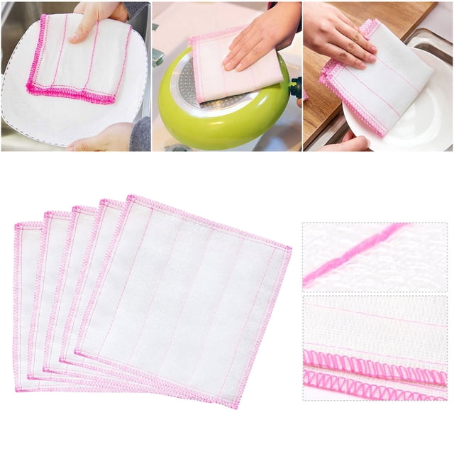 Oleegame 1PC Ten Dollar Items Classic Kitchen Towels Natural Cotton Kitchen Dish Towels Reusable Cleaning Cloths Pink Dish Towels For Kitchen Super Absorbent Machine Washable Hand Towels