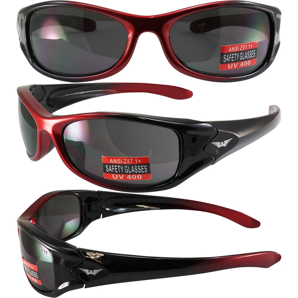 Global Vision Saxon Motorcycle Safety Sunglasses Two-Tone Black and Red