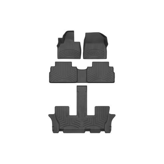 WeatherTech FloorLiner HP Custom Fit Floor Mats compatible with 2020-2025 Kia Telluride - Complete Set (1st, 2nd, & 3rd Row), Black