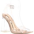 thumbnail image 2 of Static Footwear Womens Clear Chunky Block High Clear Heels Transparent Strappy Open Toe Shoes, 2 of 3
