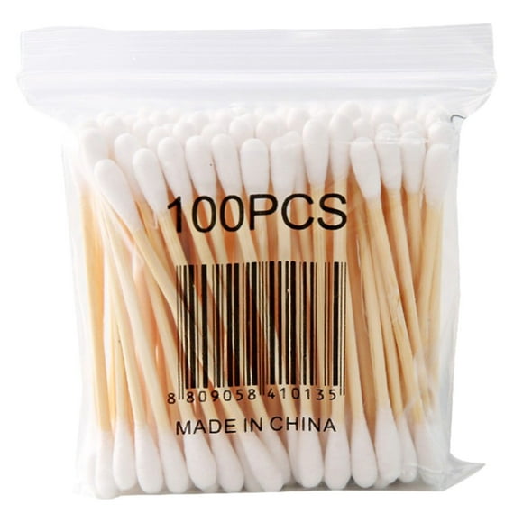 jovati High Quality 100 Soft Bag Wood Stick Double Head Cotton Swab Sanitary Swab