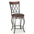 thumbnail image 1 of Wallen 24" Brown Faux Leather Swivel Counter Stool with Silver Frame, 1 of 1