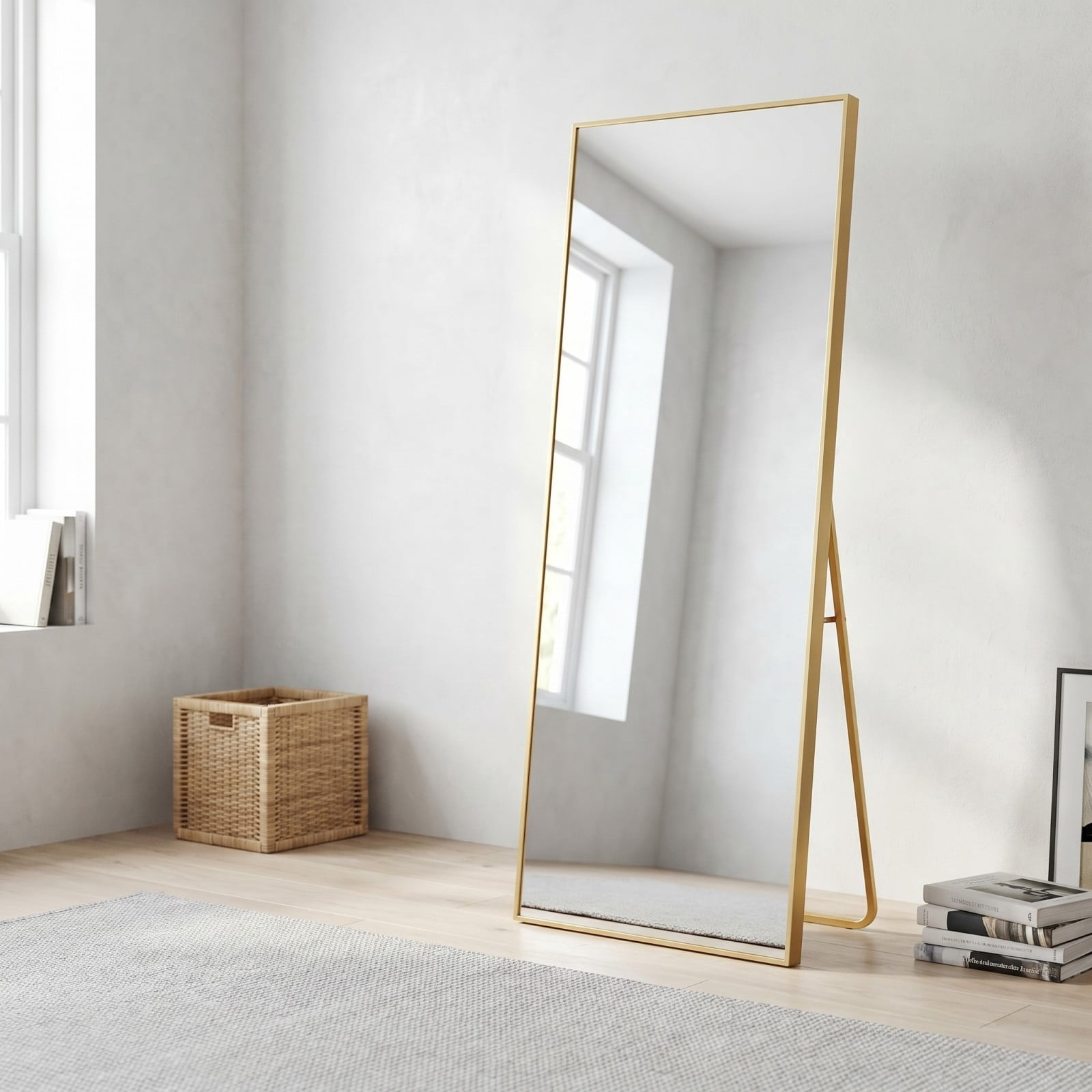 Gleamira 18"x57" Rectangular Full Length Mirror Floor Standing Mirror, Gold