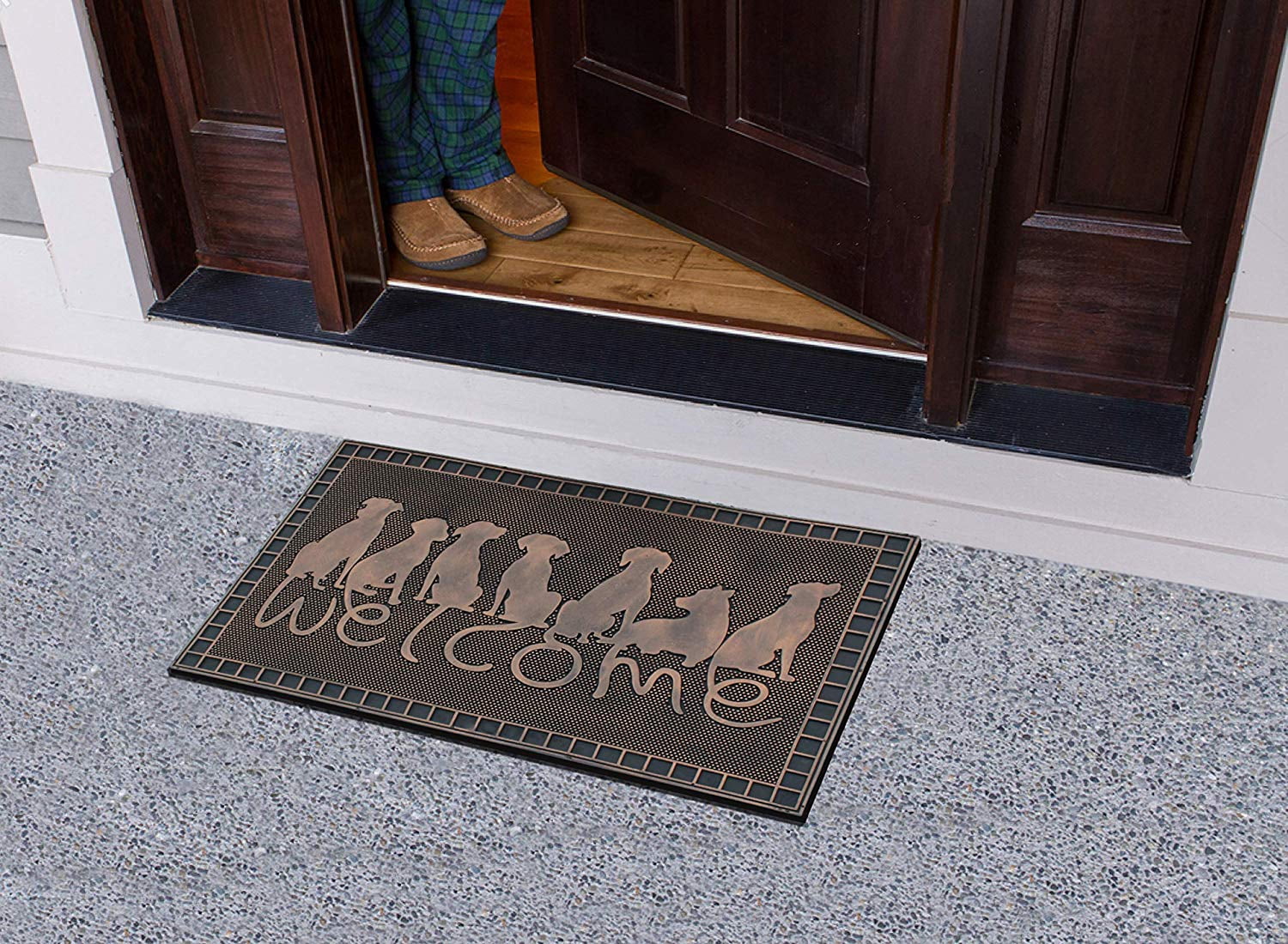 A1HC Rubber Pin Doormat Dogs Tails Welcome Mat, Beautifully Copper Finished Outdoor Indoor Entance Mats 18" X 30"