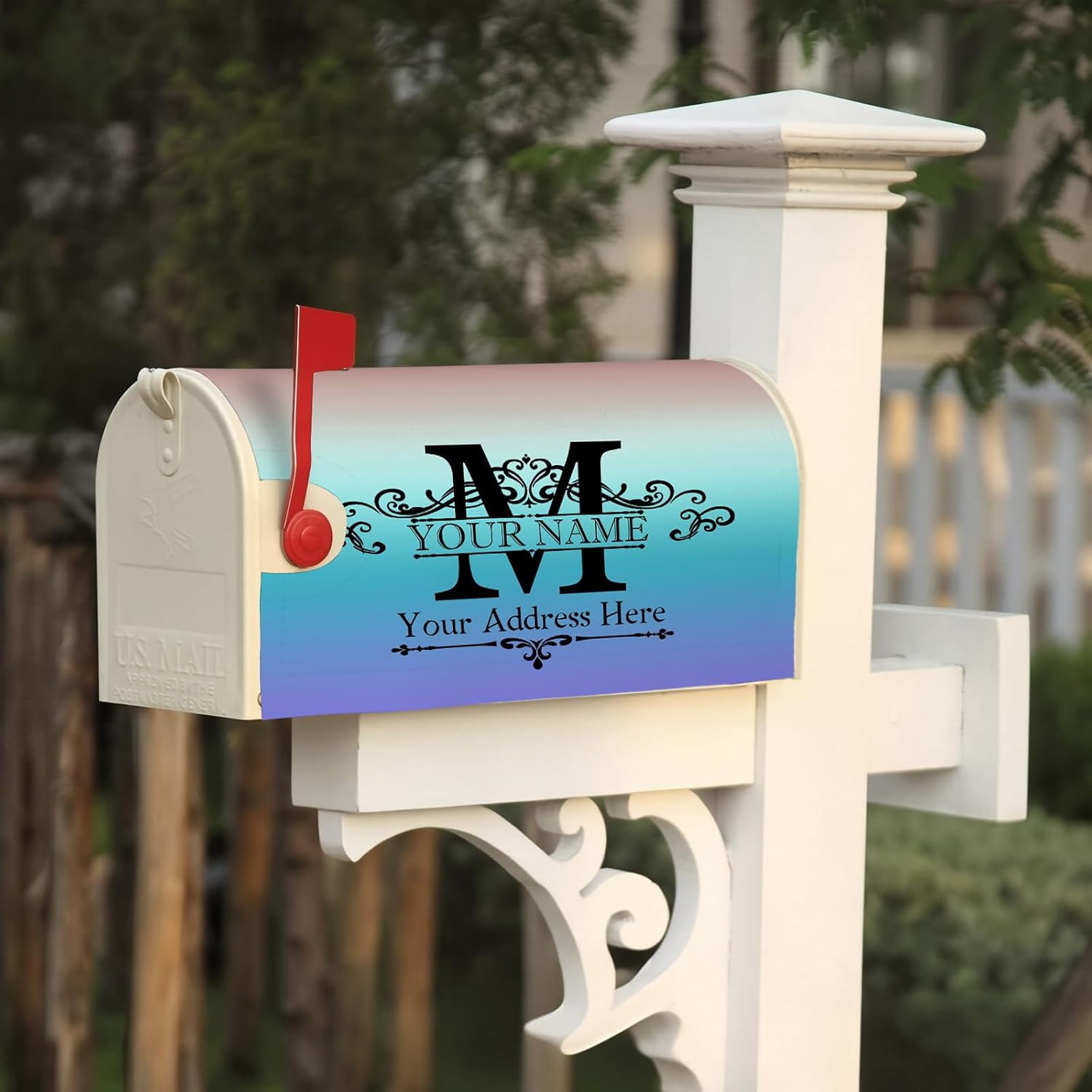 Custom Mailbox Covers Magnetic Add Photo Logo Family Name House Address Text Customized Mailbox Post Cover Double-Sided Printing Waterproof for Festival Holiday Outdoor Decor Garden Yard