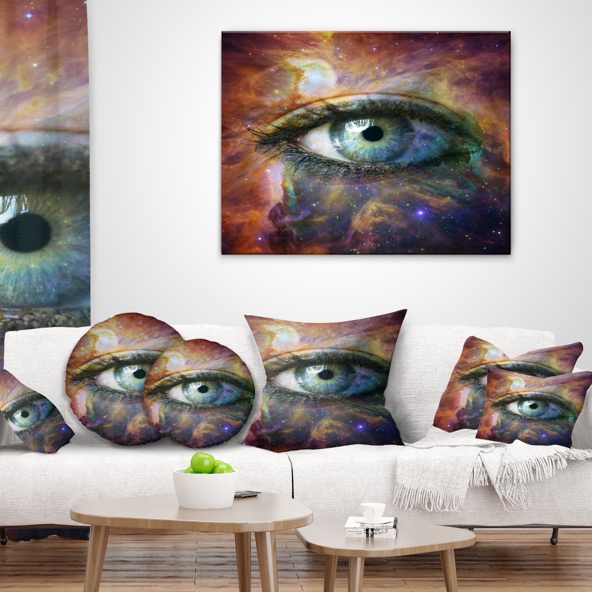 Designart Human Eye Looking in Universe - Contemporary Throw Pillow - 18x18