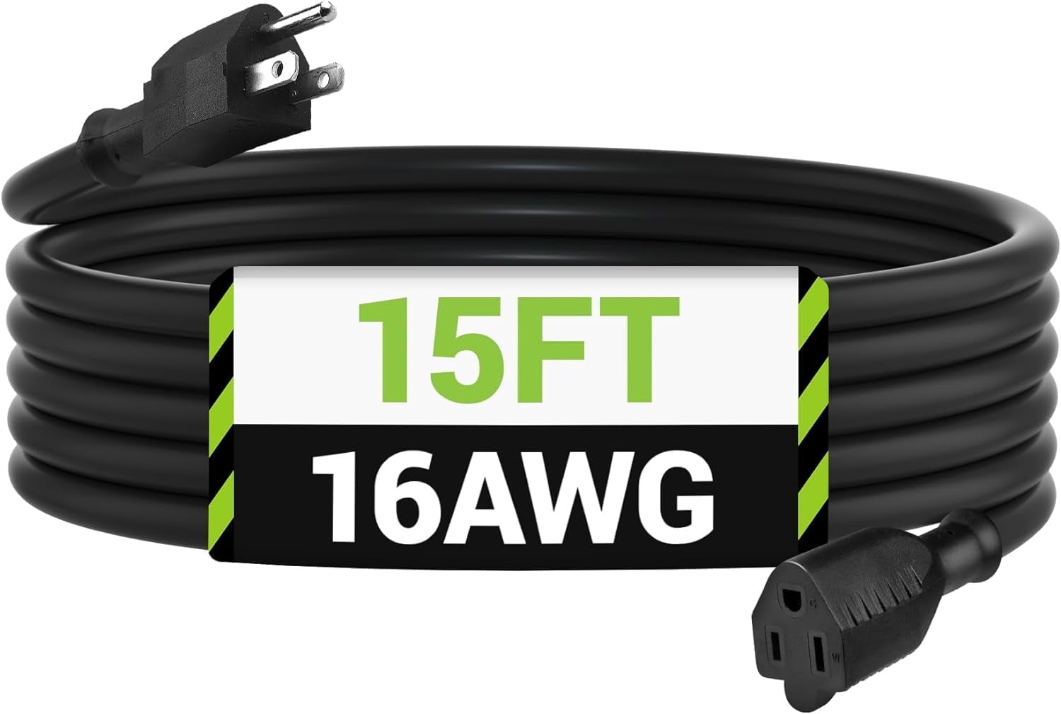 Bn-Link 15-Ft Indoor/Outdoor Extension Cord, Black photo 1