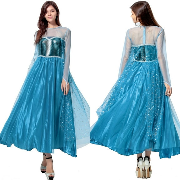 YUEHUAN Women Queen Dress Dress Adult Women Blue Princess Christmas Dress Up
