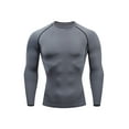 thumbnail image 1 of CVLIFE Chandails de Compression pour Hommes Col Rond Hauts d'Été Manches Longues T-shirt de Sport Décontracté Couleur Unie T-shirt Moulant Tee de Culturisme Gris 3TG, 1 of 2