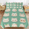 thumbnail image 6 of 3 Pcs Soft Bedding Set, Includes 1 Duvet Cover with Zipper And 2 Pillow,Shams Cartoon Cute Cat Full(79"×90"), 6 of 8