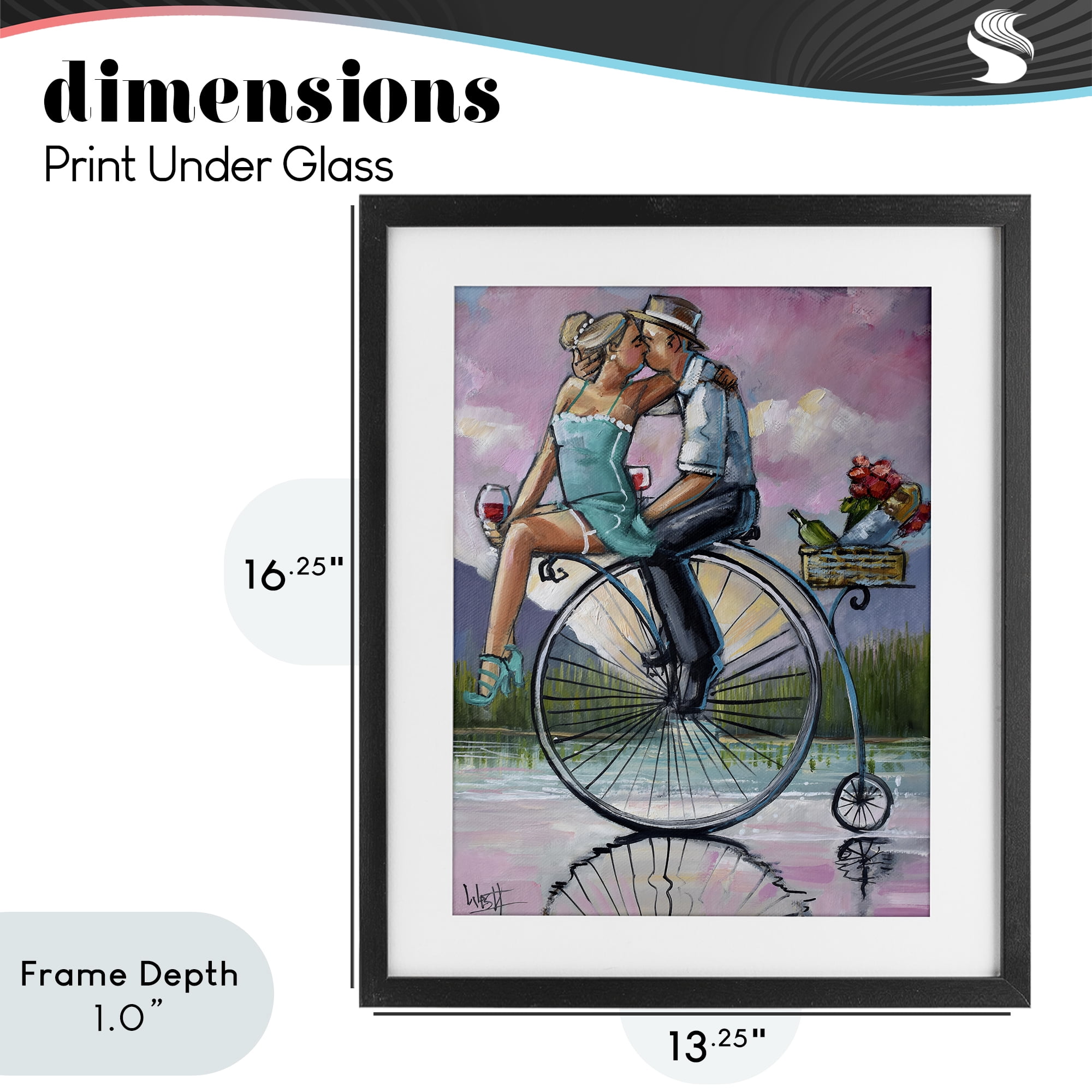 Stupell Industries Romantic Picnic on Bicycle Black Framed Print Under Glass, design by Ronald West
