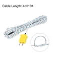 thumbnail image 2 of 5pcs K Type Thermocouple Mini Connector Temperature Sensor Fiberglass 13ft -50 to 400°C(-58 to 752°F), 2 of 6