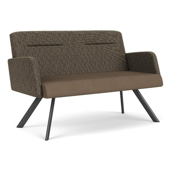 Willow Lounge Lobby Reception Waiting Loveseat / Charcoal Steel / Brown / Brown