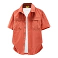 thumbnail image 2 of Kalauyu Men's Button Down Shirts Short Sleeve Cotton Shirts with Double Chest Pocket Lightweight Casual Outdoor Work Solid Color Cargo Tops, 2 of 6