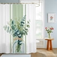 thumbnail image 4 of Sage Green Eucalyptus Leaves Shower Curtains for Bathroom, Farmhouse Stripe Botanical Waterproof Fabric Shower Curtain, Decorative Bathroom Curtain for Bathtub, 72"x84" , No Hooks Included, 4 of 9