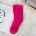 thumbnail image 2 of Telankuip Warm Cozy Cloud Medium Tube Socks for Women Soft Comfort Fabric Fuzzy Socks Warm Home Sleep Winter Solid Color Preppy Mid-Calf Socks for Everyday Wear Hot Pink2 One Size, 2 of 3