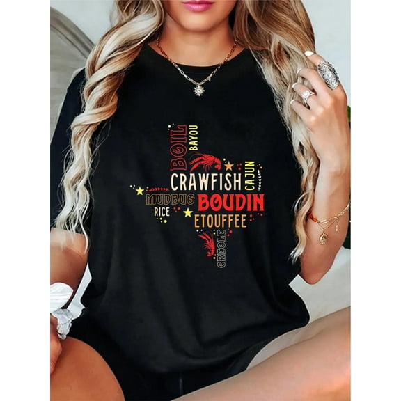 100% Cotton Texas Crawfish Boil Shirt Funny Cajun Texan Seafood Women T-Shirt