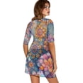 thumbnail image 2 of FKELYI Bohemian Lotus Flower Print Swimwear Cover Ups for Women Half-Sleeve Cover Up for Bathing Suits Summer Beach Kafrtan Dress Soft Sheer Fabric Vacation Outfits, 2XL, 2 of 6