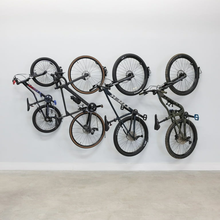 TORACK Foldable Bike Storage Rack - 2 Bike Wall Mount For Garage, Holds 100 Lbs, Space-Saving Horizontal Hanger