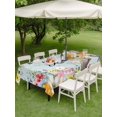 thumbnail image 3 of Outdoor Tablecloth with Umbrella Hole and Zipper, Easter Rectangle Table Cloth 54x80 Inch Waterproof Tablecloth, Spring Farmhouse Bunny Flower Teal Wood Grain Picnic Table Cover for Patio Camping, 3 of 7
