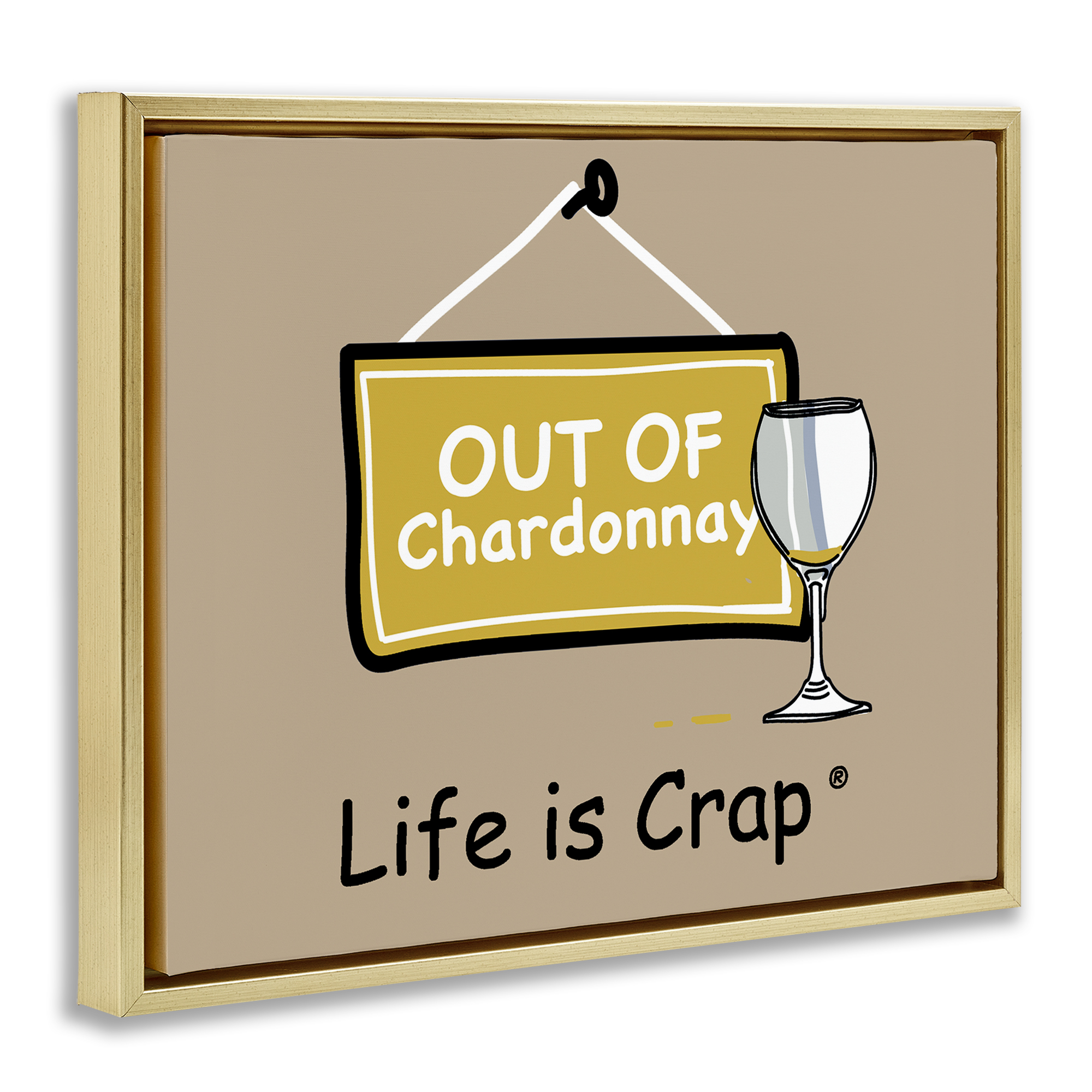 Stupell Industries Out Of Chardonnay Novelty & Humor Painting Gold Floater Framed Canvas Art Print Wall Art, 31 x 25