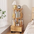 thumbnail image 3 of Miumaeov Bedside 360° Rotating Bookshelf 2 Tier Bamboo Bookshelf Bookcase with Drawer and Wheels Book Storage Organizer for Bedroom Living Room, 3 of 15