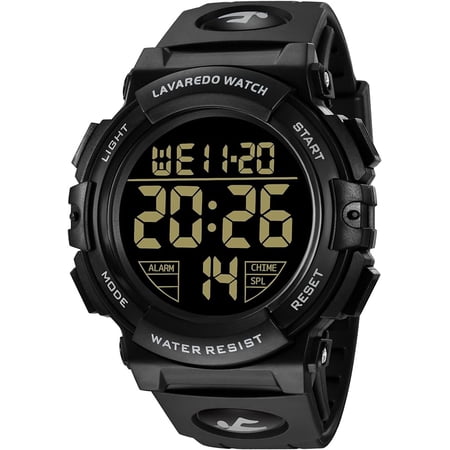 L LAVAREDO Mens Digital Watch Sports Military Watches Waterproof Outdoor Chronograph Wrist Watches for Men with LED Back Ligh/Alarm/Date