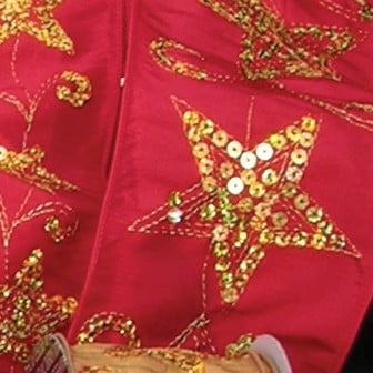Red and Gold Sequined Stars Wired Craft Ribbon 2.5" x 20 Yards