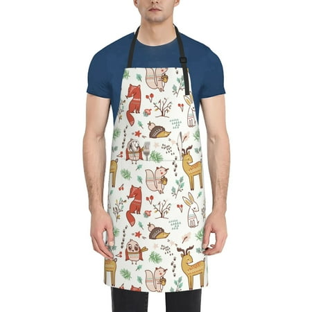 

Rateoe Cute Little Animals Aprons with Pocket Men Womens Aprons Waterproof Adjustable Cooking Aprons for Kitchen Gardening and Salon