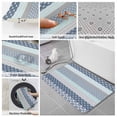 thumbnail image 6 of Boho Blue Aqua Bath Mat 3 Piece Bathroom Rug Set, Geometric Stripes Tribal Bohemia Retro Non Slip Bath Rug Contour Mat and Toilet Lid Cover, Absorbent Shower Mats Soft Bath Rugs and Mats Sets, 6 of 8