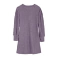 thumbnail image 5 of BiZtdJrK Toddler Girl Dress Baby Knitted Knit Ruffle Sleeve Midi Dresses Crewneck Solid Casual A Line Tunic Dress with Pockets Fall Winter Clothes, Purple, 11-12 Years, 5 of 9