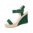 thumbnail image 2 of Samdudou Espadrille Wedge Sandals for Women Open Toe Ankle Strap with Buckle Suede Straps Jute Wrapped Summer Dressy Casual Everyday Footwear Ladies Travel Resort, 2 of 9