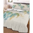 thumbnail image 3 of Quilts Twin-XL Size Bedding Set, Teal Weeping Floral Lightweight Quilted Comforter, Spring Summer Pastoral Flowers Rustic Soft Bedspread Coverlet with Pillow Covers for All Season, 68" x 98", 3 of 7
