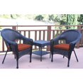 thumbnail image 2 of Jeco Set of 3 Espresso Resin Wicker Clark Single Chair with 2 inch Brick Red Cushion and End Table, 2 of 2