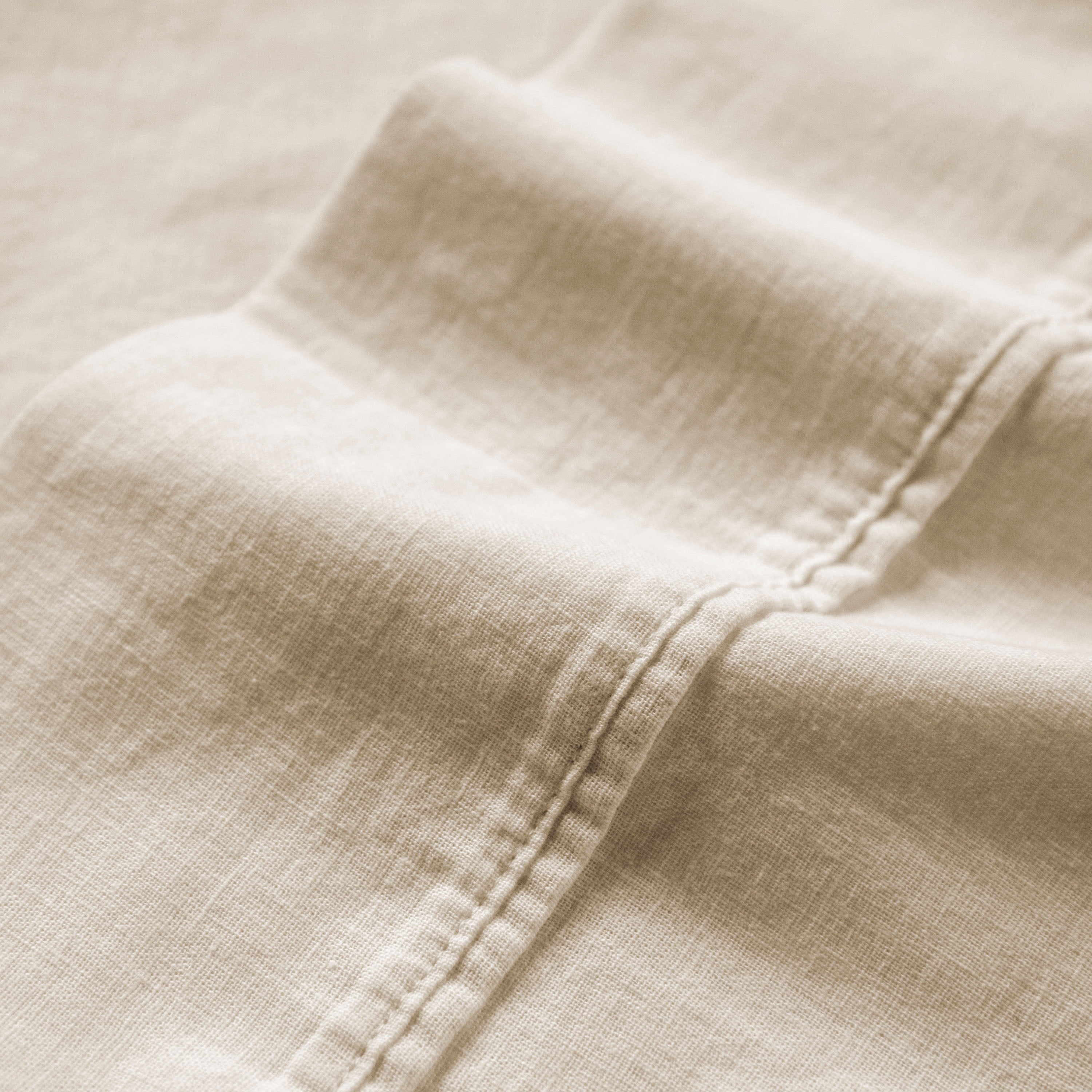 Seed & Stone Recycled Cotton Percale Bed Sheet Set, Soft, with Deep Pockets, Full, Beige, 4-Piece