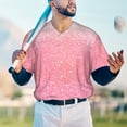 thumbnail image 4 of Fotbe Sparkly Pink Glitter Baseball Jersey Shirt for Men and Women, Casual Short Sleeves Button Down T-Shirt-Large, 4 of 9