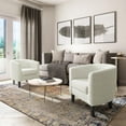 thumbnail image 6 of BELLEZE Living Room Chair, Teddy Polyester Accent Chair Barrel Round Club Tub Sofa Chair for Bedroom, Corner Chair with Flared Legs and Plush Cushion - Highland (White), 6 of 6