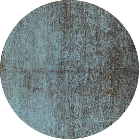 Ahgly Company Indoor Round Oriental Light Blue Industrial Area Rugs, 8' Round