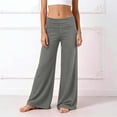thumbnail image 2 of GobdXE Girls Solid Fold Over Waist Wide Leg Yoga Pants Soft Stretch Casual Active Bottoms Grey,9-10 Years, 2 of 6