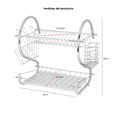 thumbnail image 2 of Escurridor de Platos para Fregadero de Acero Inoxidable, Estante para Platos de 2 Niveles 12 Platos, Cucharas y Vasos, Escurridor de Trastes, 2 of 6