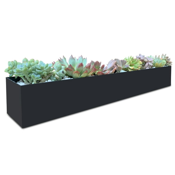 Jardinière Rectangulaire Moderne en Métal pour Succulentes - Jardinière de Rebord de Fenêtre 32 Pouces - Jardinière Décorative Intérieure/extérieure pour Table Ou Fenêtre - Jardinière en Auge - W