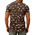 thumbnail image 5 of Men's Fashion Printed V-Neck Short Sleeve T-Shirt – Hawaiian Polka Dot Print Design for Beach Outings and Leisure Wear,Coffee,L, 5 of 8