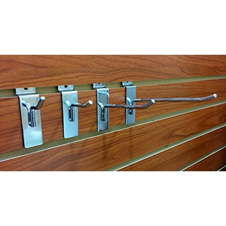 100 Chrome Assorted Slatwall Metal Hooks, Multi Size Hook Bundle - 1