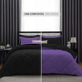 thumbnail image 3 of D.N.G. BEDDINGS 1 Piece Luxury Reversible Diamond Pattern Comforter Premium Super Soft, All Season 800 TC, 100% Egyptian Cotton Oversized Super King Size Purple/Black Solid Color, 3 of 7