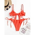 thumbnail image 4 of ZAFUL for Women Ribbed Underwire Tie Side Bikini Set Orange S, 4 of 7