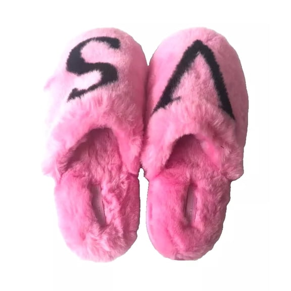 Victoria's Secret Women Closed Toe Faux Fur Slipper Color Pink, Large (9/10) NWT
